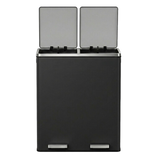 ochama Recycling Trash Can, 2-Compartment, Black