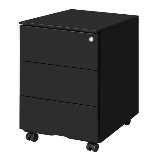 Ochama Matte Black Lockable Mobile Filing Cabinet