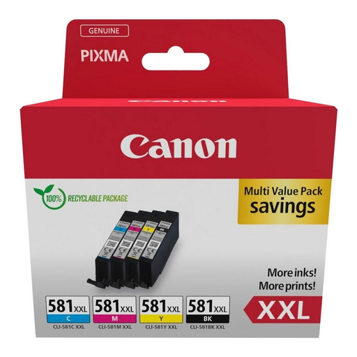 Canon Original CLI-581 C M Y BK High Yield XXL Ink Cartridges - 4-Pack