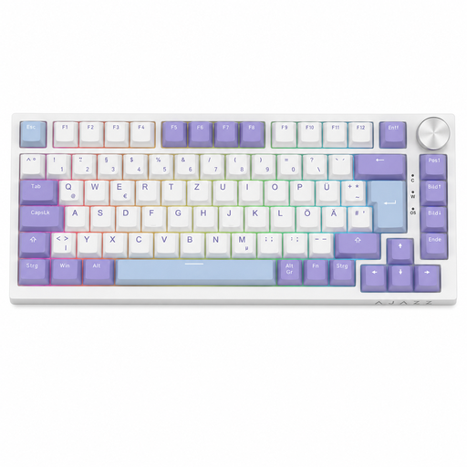 AJAZZ AK820 Wired Mechanical Keyboard, 75% Gaming Keyboard with Volume Control Knob, German QWERTZ Layout