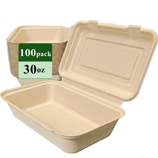 RuiBamboo Disposable Bamboo Fiber Clamshell 30oz