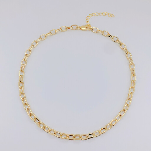 14-Inch Women's 18K Gold Plated Chunky Link Chain Necklace