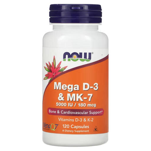 NOW Foods Vitamin D3 + Vitamin K2 MK-7 Bone Health Capsules