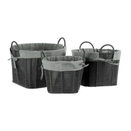 Interiors by Premier Set Of Three Lida Grey Round Storage Baskets