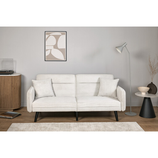 jahnke Platzsparendes Schlafsofa Chillax, Eleganter Off-White Cordstoff
