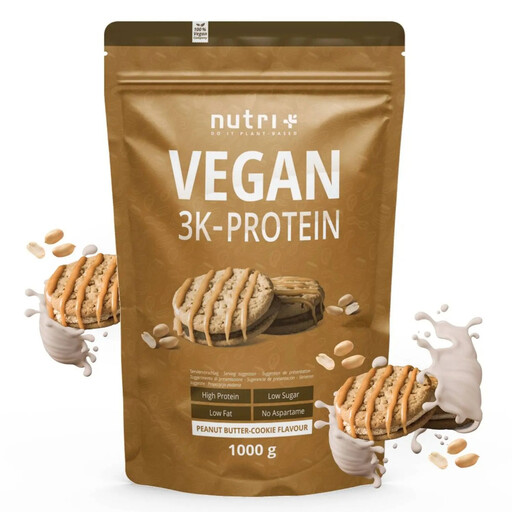 Nutri+ 3K Protein Pulver Vegan 1kg Peanut Butter Cookie