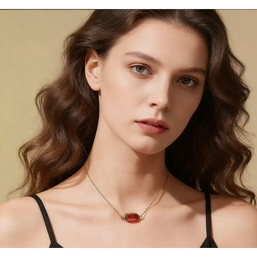 VoxorAI red natural stone necklace