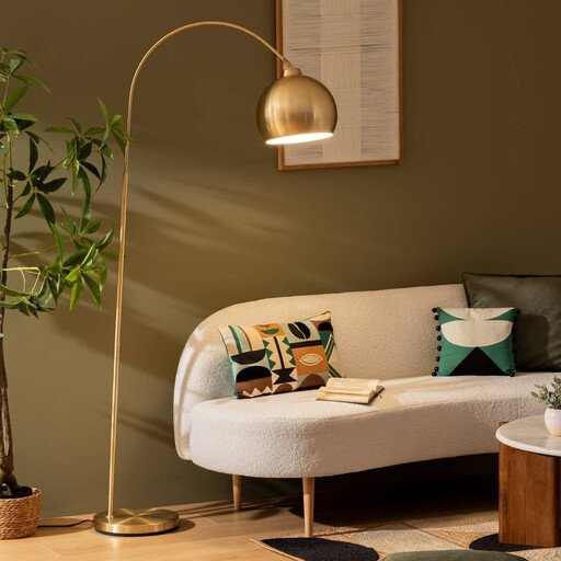 Atmosphera Floris Arc Floor Lamp - Gold Metal, 177 cm