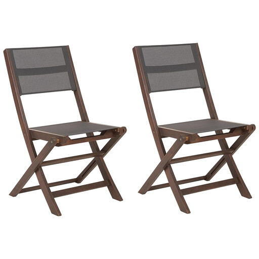 Beliani Set of 2 Acacia Garden Folding Chairs