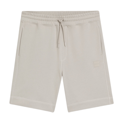 Boss Cotton-Terry Shorts with Logo Patch in Light Grey