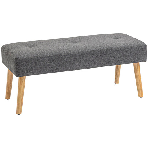 HOMCOM Nordic-style gray and natural wood storage ottoman