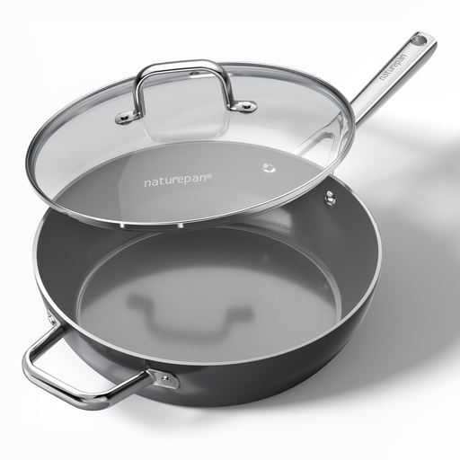 Naturepan Diamond Titanium Ceramic Frying Pan, 28cm, Deep Version with Lid