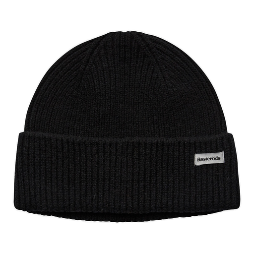 Rester?ds Wool Beanie - Warm Knitted Cap, Black, One Size