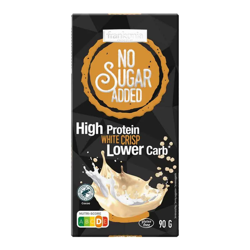 frankonia CHOCOLAT POWER MOTION no sugar added - High Protein Lower Carb White Crisp Chocolate, 90 g