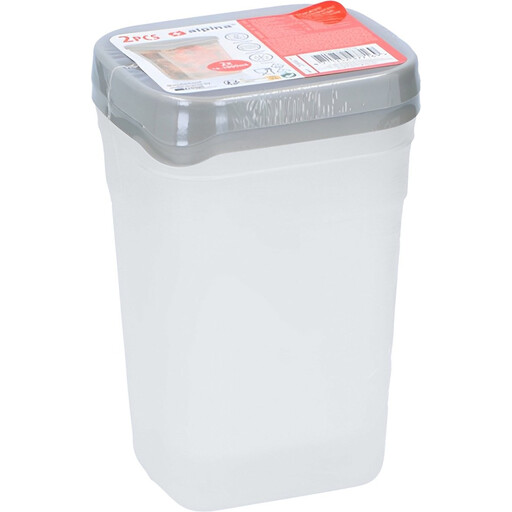 Alpina Food Storage Box Set - 2 pcs, 1000 mL, Transparent