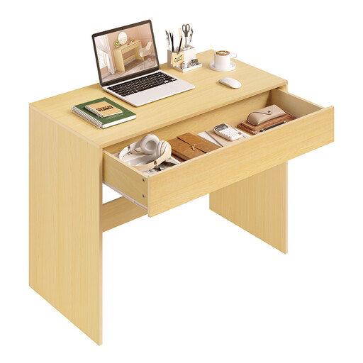 eSituro Computer Desk with Drawer, 100 cm, Oak