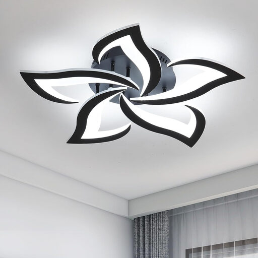 Goeco Modern LED Ceiling Light 60W Acrylic Black Swallow Petal Shape