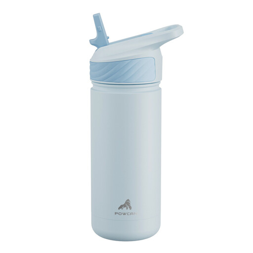 POWCAN by Meoky 18oz Single Spout Straw Sports Bottle in Blue