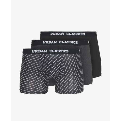Urban Classics Boxer Shorts 3-Pack Underwear - Bottoms branding AOP/black/charcoal M