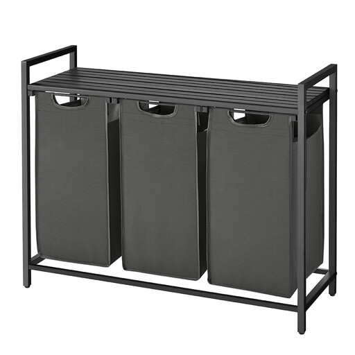 Ochama Laundry Basket 3-Compartment Slate Grey and Charcoal Grey
