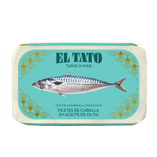 EL TATO mackerel fillets in olive oil, labelled 115/80 g