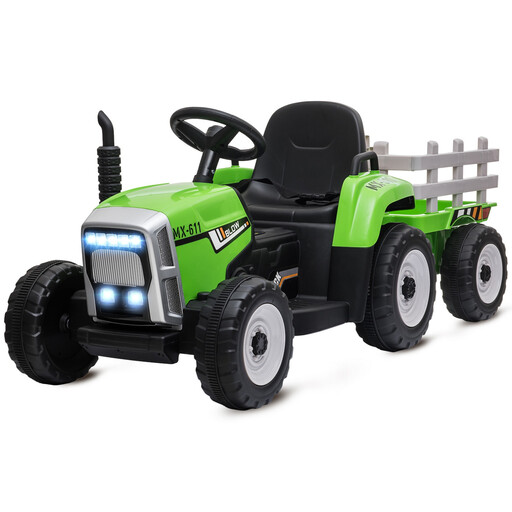 HOMCOM 12V Electric Ride on Tractor and Trailer