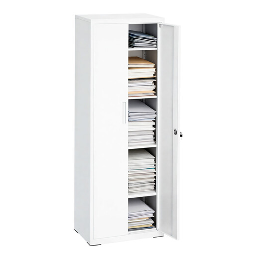 SONGMICS 4-Laags Archiefkast, Stalen Opbergkast met Dubbele Deuren, Wit