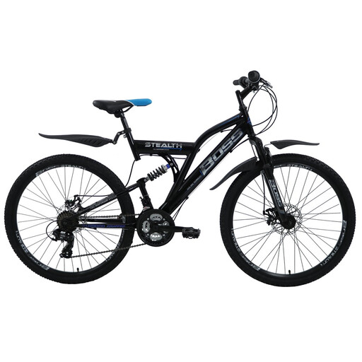 Boss Stealth Full Suspension Mountain Bike in Black