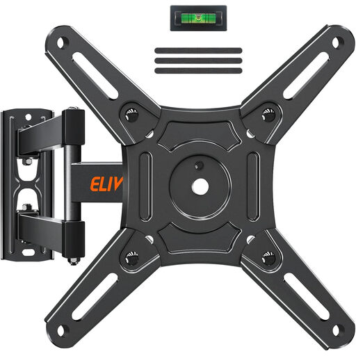 A versatile full motion TV wall mount for smaller screens, showing its swivel and rotation capabilities.