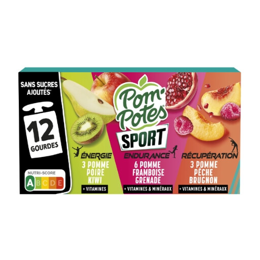 POM'POTES Sport Fruit Compote Squeeze Pouch Pack of 12