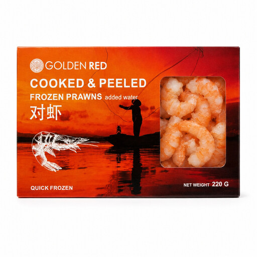 GOLDEN-RED Cooked & Peeled Pink Speckled Shrimps 90-120/lb (220g)
