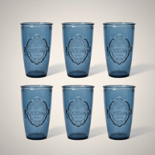 Set of 6 Dexam Sintra Recycled Glass Tumblers - Ink Blue