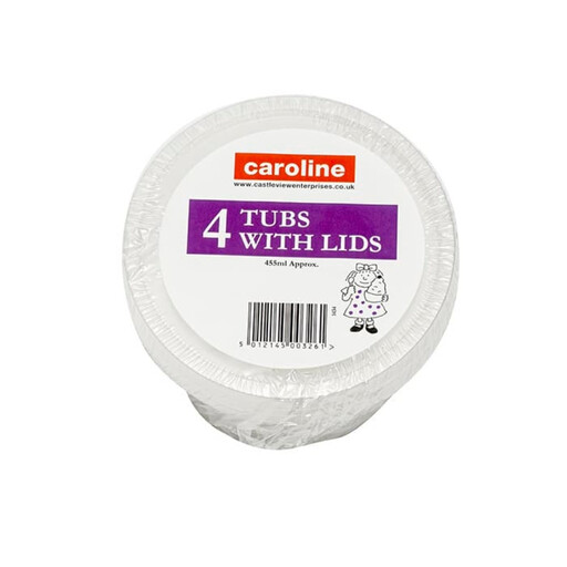 Caroline 16oz Clear Round Plastic Tub with Lid, Set of 4