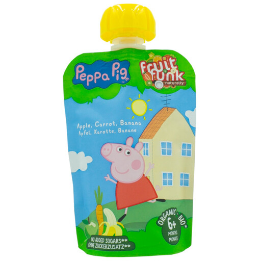 Fruit Funk Naturally Peppa Pig Squeezable Organic Fruit Puree Apple/Carrot/Banana 90g