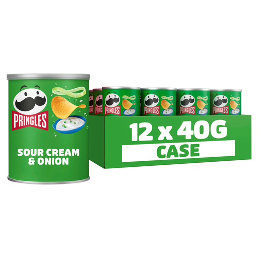Pringles Sour Cream & Onion Crisps, 12 × 40g
