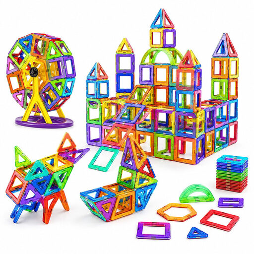 Magnetic building block expansion set with spiral
