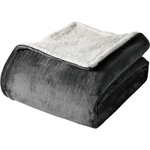 WOLTU Cozy Blanket Fluffy Sherpa Blanket, Warm Fleece Blanket Oeko-TEX Certified, XXL Soft Throw Blanket for Couch and Sofa, 220x240 cm Anthracite