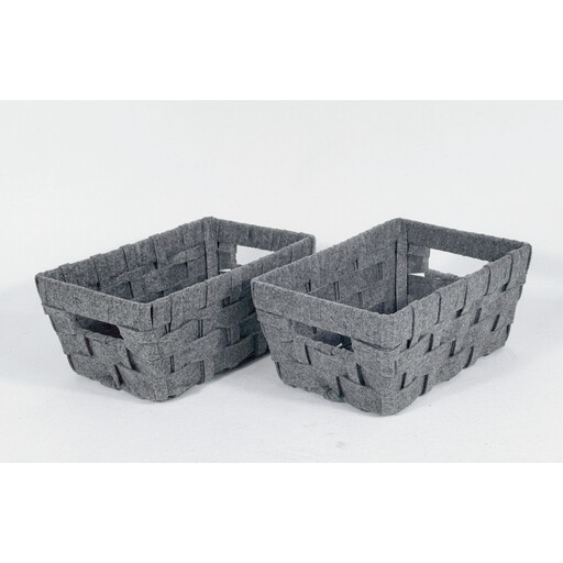 KEVAHOME SET OF 2 FELT WOVEN SMALL STORAGE BASKETS-GREY