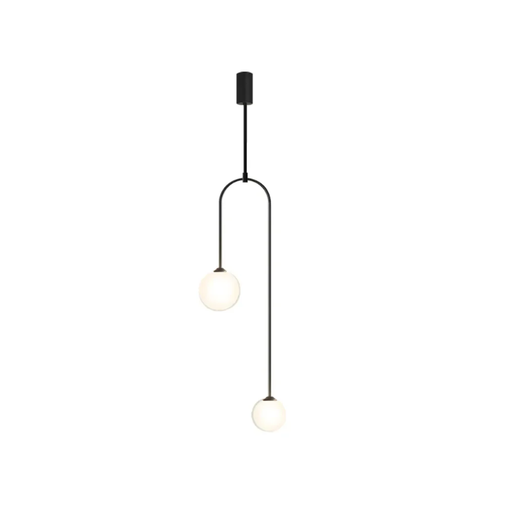 Homary Black Modern Pendant Light Glass Ball 2-Light