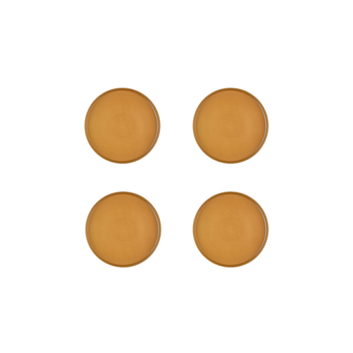 Set of 4 ochre recycled stoneware plates BJÖRN SCANDI