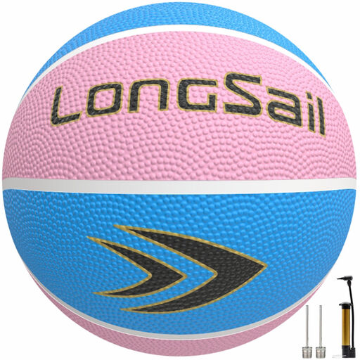 High-Quality Rubber Basketball Size 3 Pink Light Blue