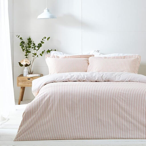 Yard Duvet Cover Set Hebden Stripe Blush Double
