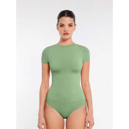 Feelingirl Seamless Ultra-Soft High-Elastic Crew Neck Top Hip-hugging Traceless Bodysuit für Damen