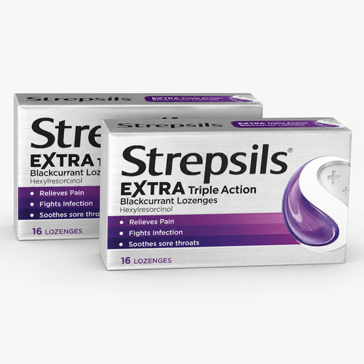Strepsils Extra Sore Throat Relief Lozenges Blackcurrant Flavour