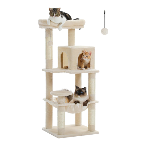 PAWZ Road Kratzbaum 116cm in Beige mit Hängematte