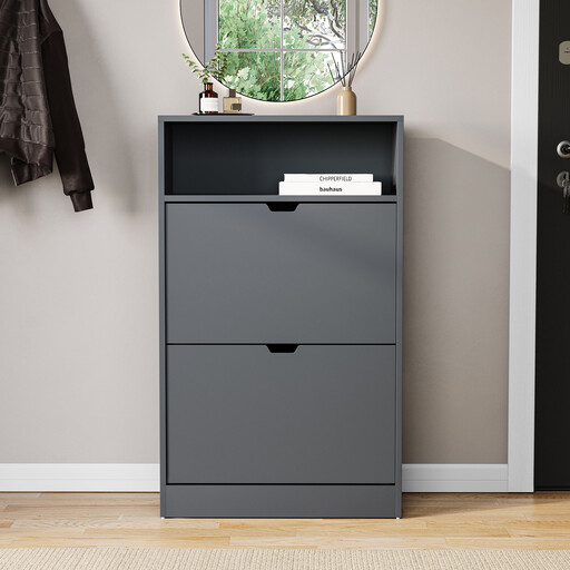 Vida Designs Shoe Cabinet with Shelf 2 Doors Grey