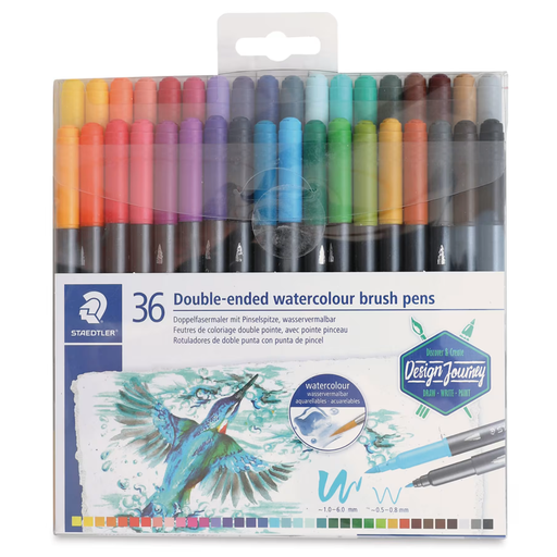 STAEDTLER Double-Ended Watercolor Brush Pens - Assorted, Set of 36