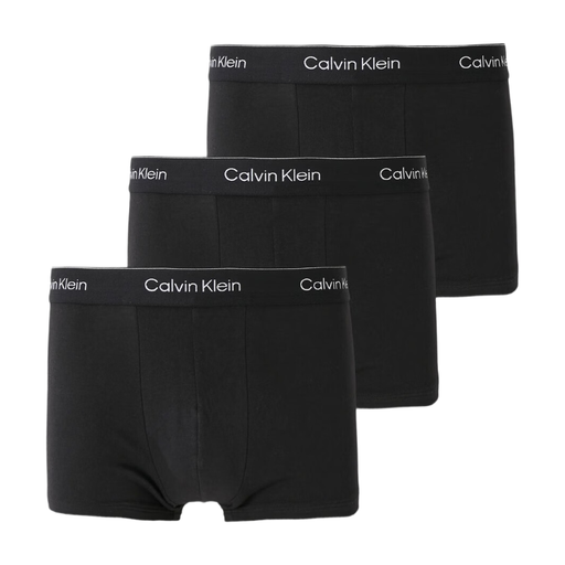 Calvin Klein 3-PK Low Rise Trunk, Black W/DTM WB XS