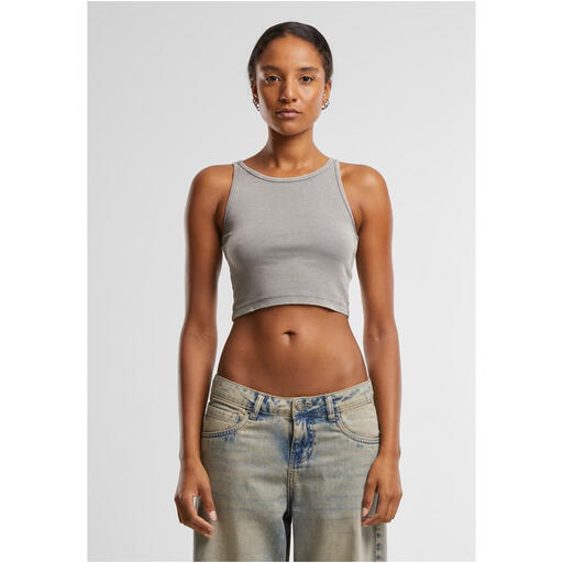 Urban Classics Ladies Washed Rib Jersey Cropped Top steelgrey S