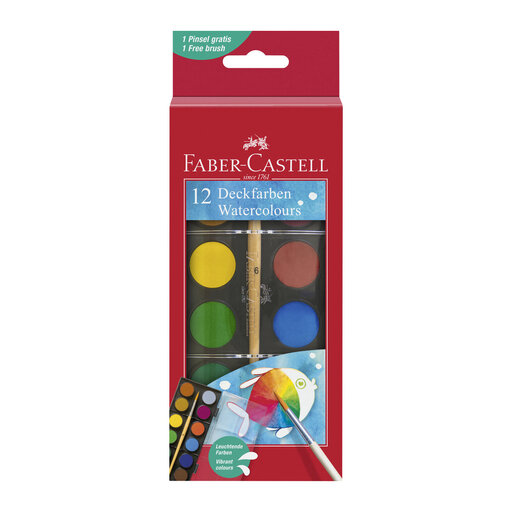 Faber-Castell Watercolour Paint Box, 12 Assorted Colours